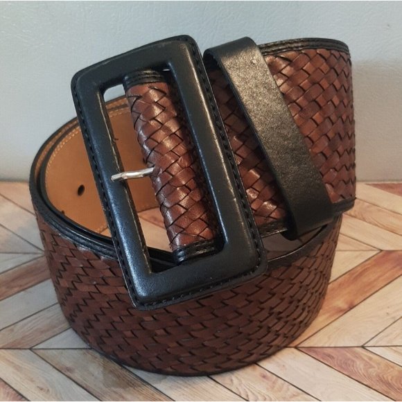 Womens Belt Size Small Extra Wide Brown Braided Woven Leather Banana Republic main image 9